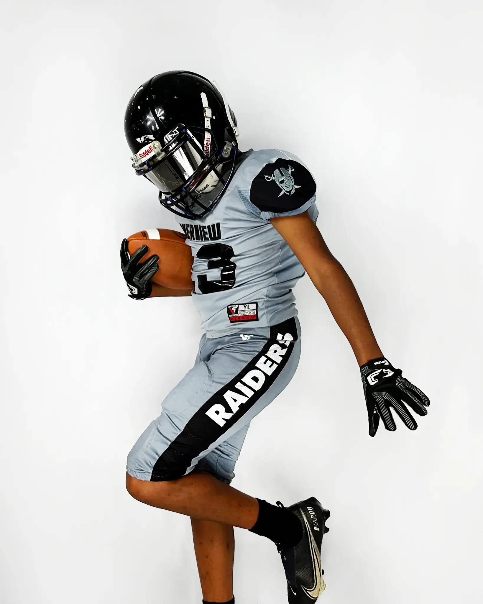 Light Grey Raiders Football Uniform Side