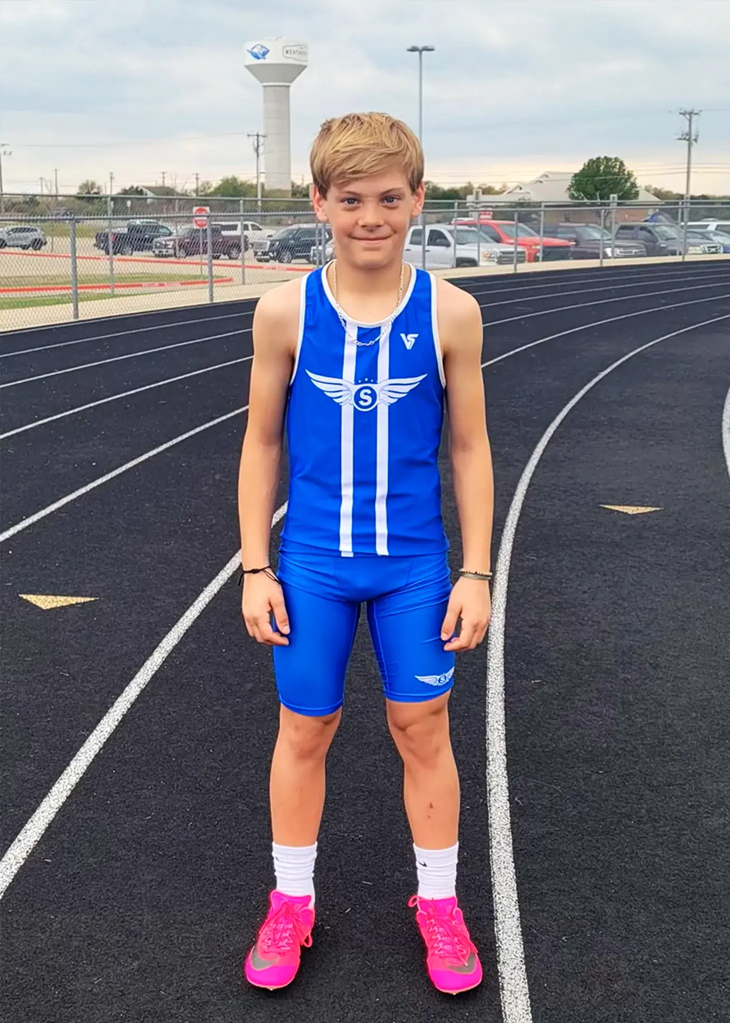 Track Runner in Blue Versus Uniform